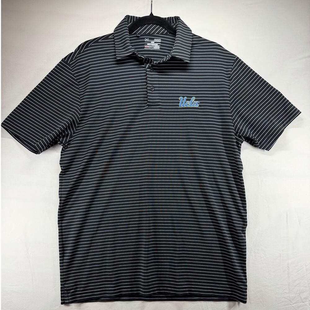 Under Armour Men’s Medium UCLA Bruins Black Striped Polo Shirt